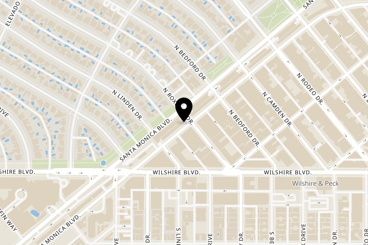 Map showing the location of The Cheese Store of Beverly Hills on 9705 South Santa Monica Boulevard in Beverly Hills